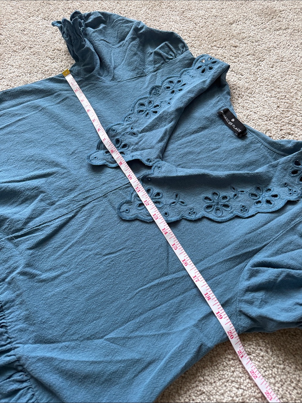 Tuckernuck Pomander Place French Blue Peter Pan Collar Eyelet Mini Dress - Picture 6 of 7